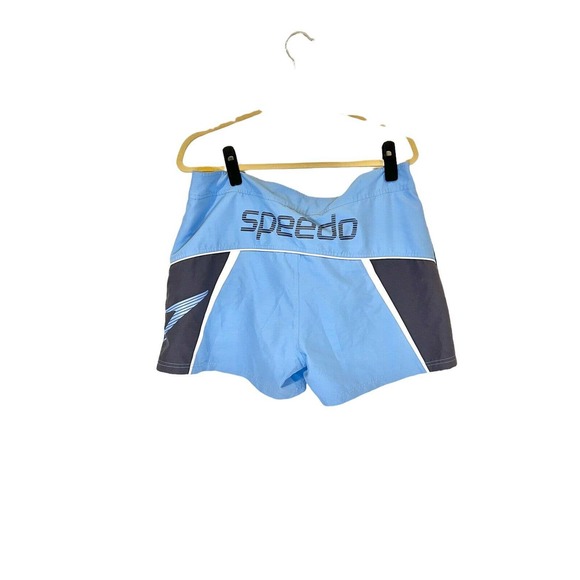 Mens Speedo Swim Trunks Large Blue with Mesh, Snap Closure - Picture 2 of 5